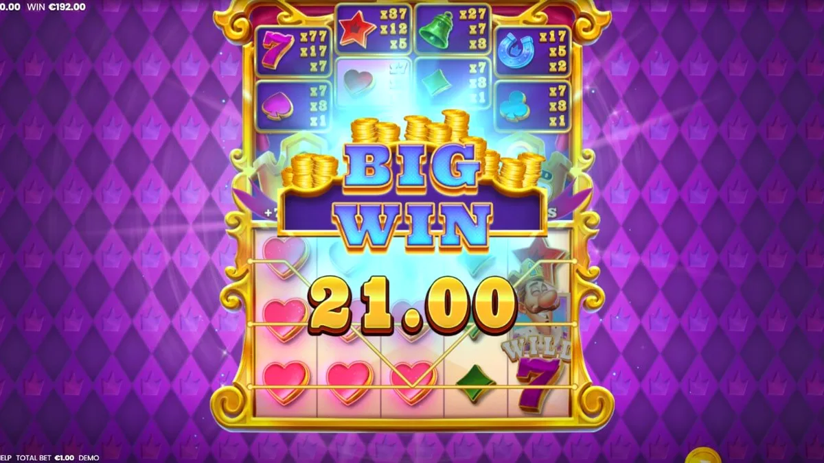 King of 7’s slot machine interface featuring royal crown symbols and classic Lucky 7s.